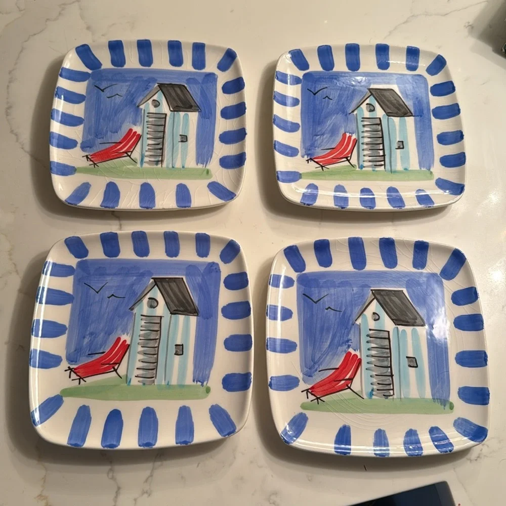 Hand Painted Italian Snack Plated Set of 4